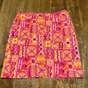 New York & Company Pink Geometric Floral Mini Skirt